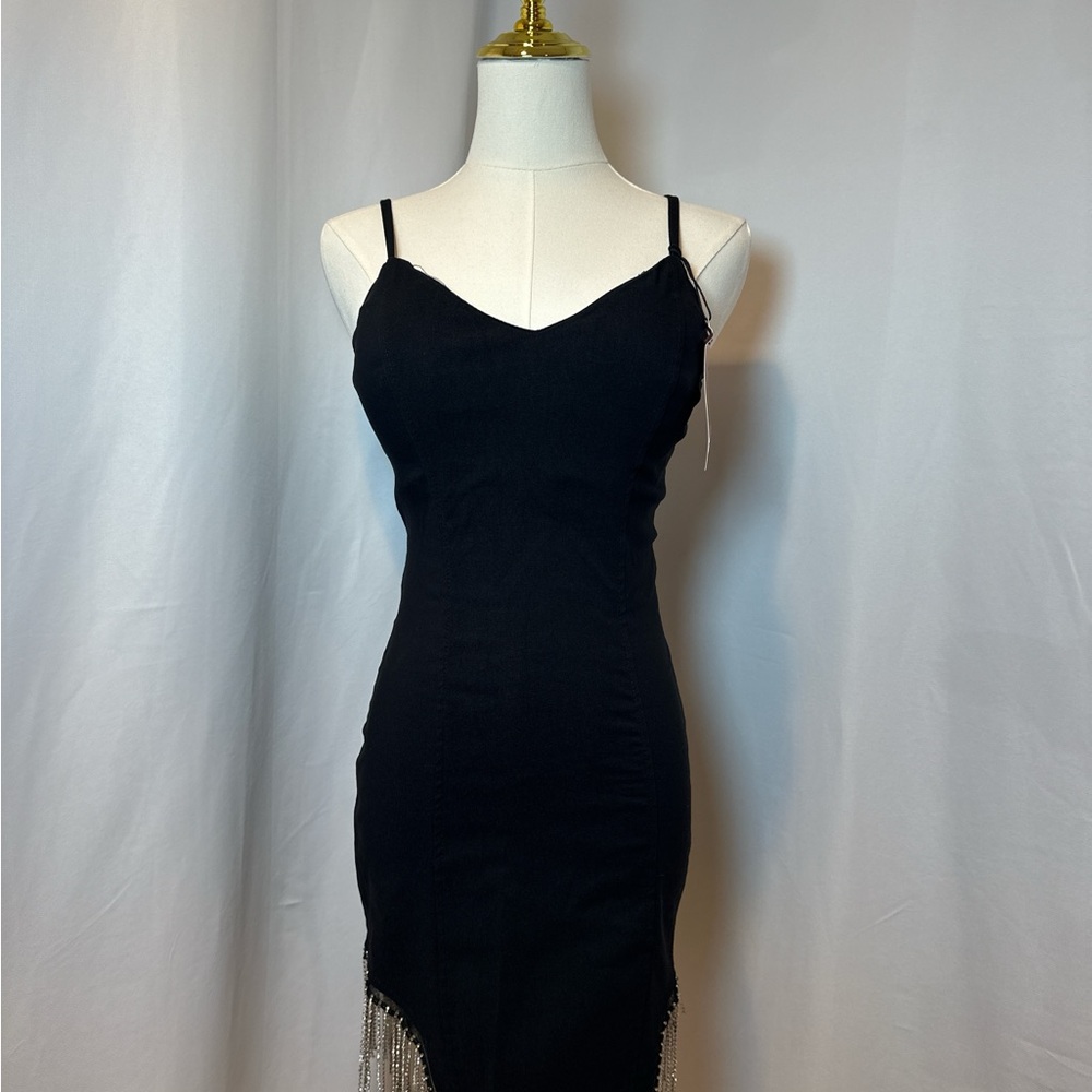 Haute Monde Black Bodycon Mini Dress Spaghetti Strap